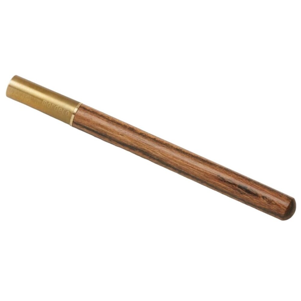 Mordeco Tigerwood Pen Wood Brass Rollerball 0.5mm Black Ink Screw On Cap